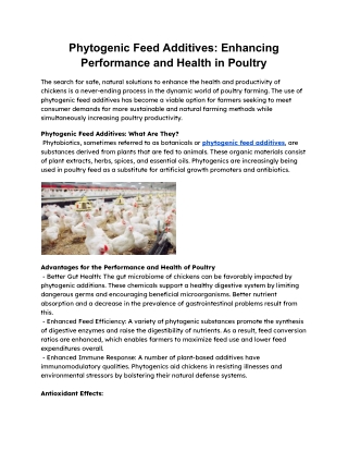 phytogenic feed additives enhancing performance