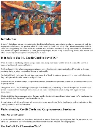 Is It Safe to Use My Credit Card to Buy BTC?