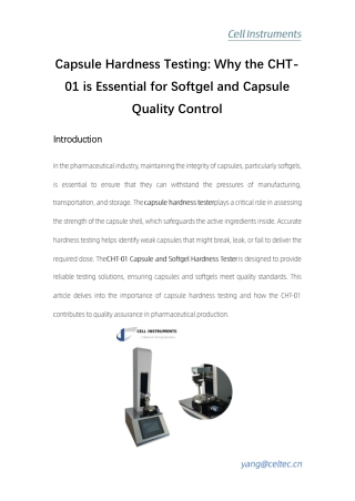 capsule hardness testing why the cht