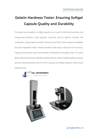 gelatin hardness tester ensuring softgel