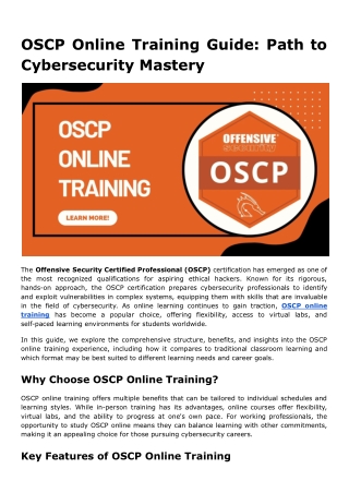 oscp online training guide path to cybersecurity