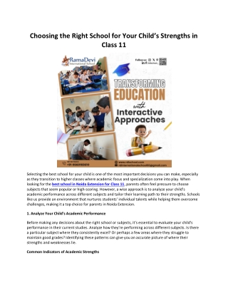 Choosing the Right School for Your Child’s Strengths in Class 11