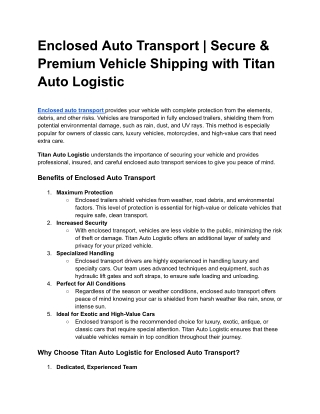 enclosed auto transport secure premium vehicle