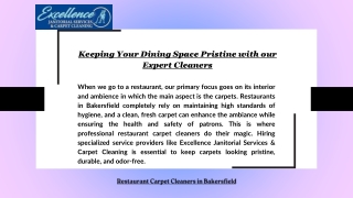 Keeping Your Dining Space Pristine with our Expert Cleaners