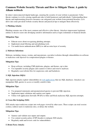 Common Website Security Threats and How to Mitigate Them-A guide by Alham webtech