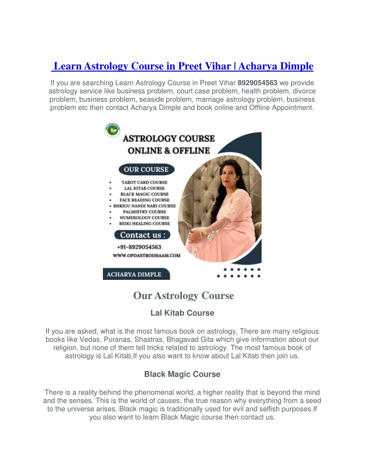 learn astrology course in preet vihar acharya