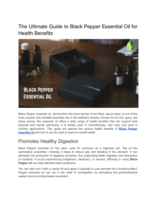 The Ultimate Guide to Black Pepper Essential Oil for Health Benefits