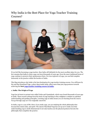 Why India is the Best Place for Yoga Teacher Training Courses?