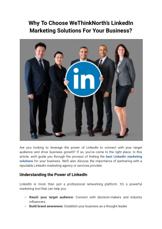 Why To Choose WeThinkNorth’s LinkedIn Marketing Solutions For Your Business
