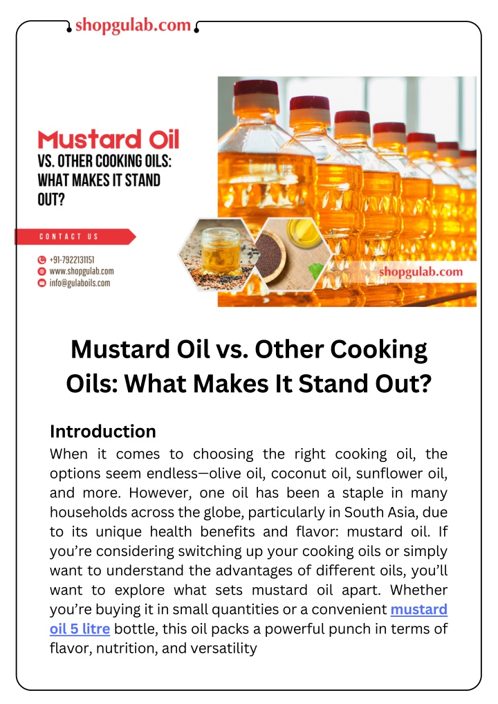 mustard oil vs other cooking oils what makes