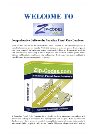comprehensive guide to the canadian postal code