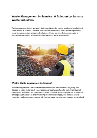 waste management in jamaica a solution by jamaica