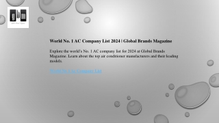 World No 1 AC Company List 2024  Global Brands Magazine