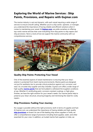 exploring the world of marine services ship