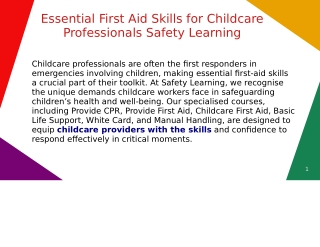 Essential First Aid Skills for Childcare Professionals Safety Learning