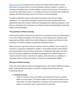 patent licensing is a strategic business practice