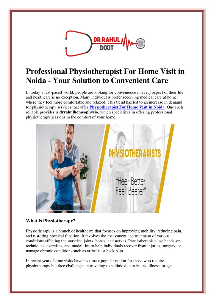 professional physiotherapist for home visit