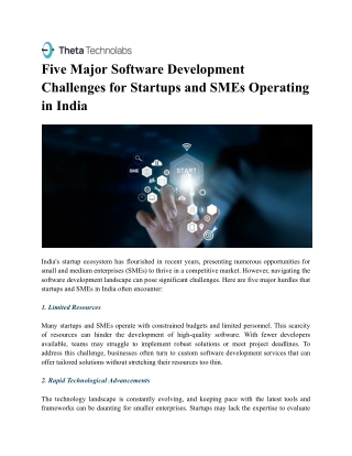 Five Major Software Development Challenges for Startups and SMEs Operating in India