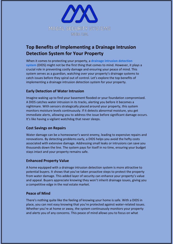 top benefits of implementing a drainage intrusion