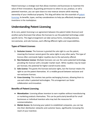 Patent Licensing 101 Maximize Your Invention's Value