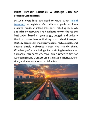 Inland Transport Essentials: A Strategic Guide for Logistics Optimization
