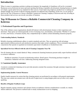 Top 10 Reasons to Choose a Reliable Commercial Cleaning Company in Kelowna