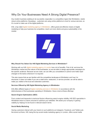 why do your businesses need a strong digital