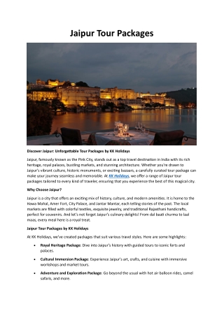 Jaipur Tour Packages