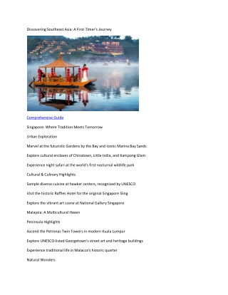Discovering Southeast Asia: A First-Timer's Journey