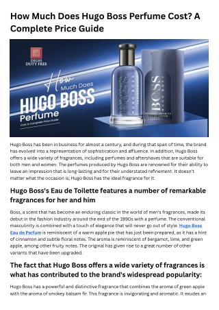 How Much Does Hugo Boss Perfume Cost A Complete Price Guide