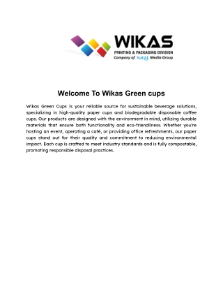 welcome to wikas green cups