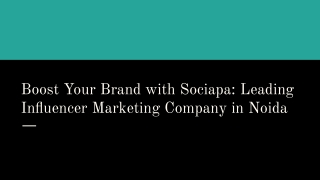 Boost Your Brand with Sociapa_ Leading Influencer Marketing Company in Noida