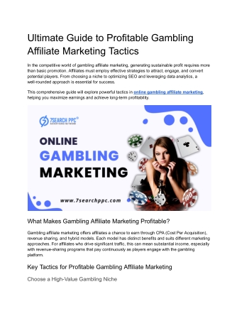 Ultimate Guide to Profitable Gambling Affiliate Marketing Tactics