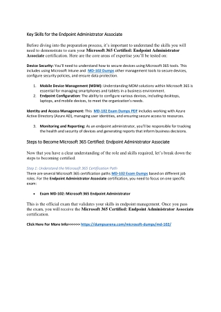 key skills for the endpoint administrator