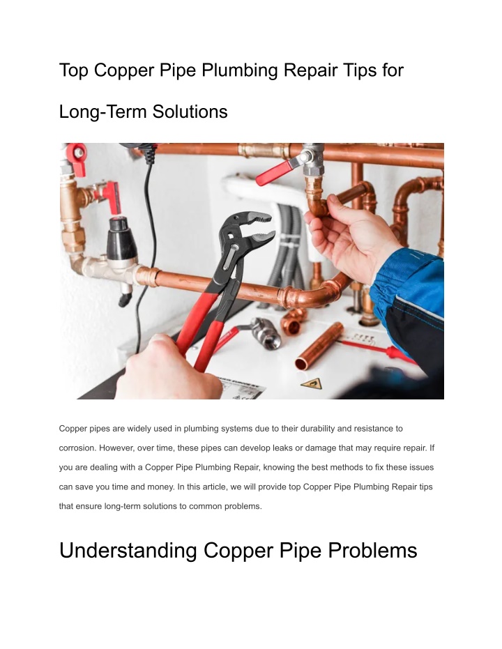 top copper pipe plumbing repair tips for