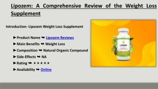 lipozem a comprehensive review of the weight loss