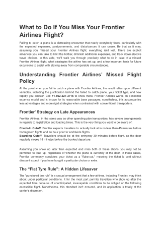 What to Do If You Miss Your Frontier Airlines Flight