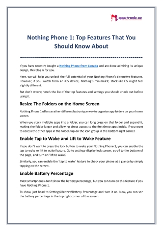 Top Features of Nothing Phone 1: Everyone Should Know