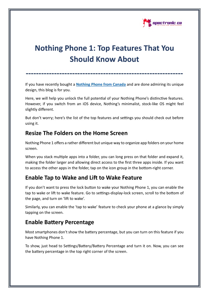 nothing phone 1 top features that you should know