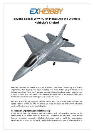EXHOBBY - Beyond Speed Why RC Jet Planes Are the Ultimate Hobbyist’s Choice