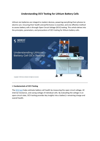 understanding ocv testing for lithium battery