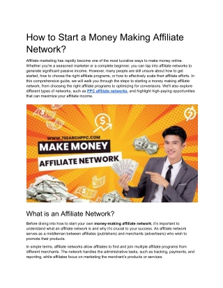 how to start a money making affiliate network