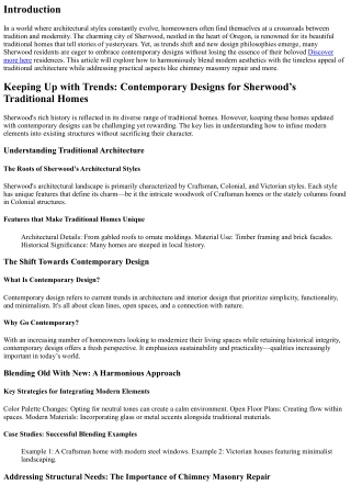 “Keeping Up with Trends: Contemporary Designs for Sherwood’s Traditional Homes”