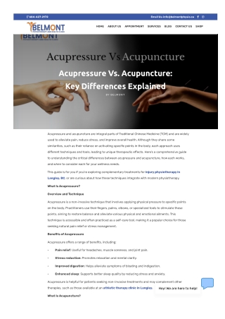 Acupressure vs. Acupuncture Key Differences Explained