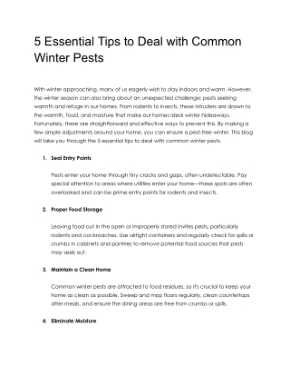 5 Essential Tips to Deal with Common Winter Pests