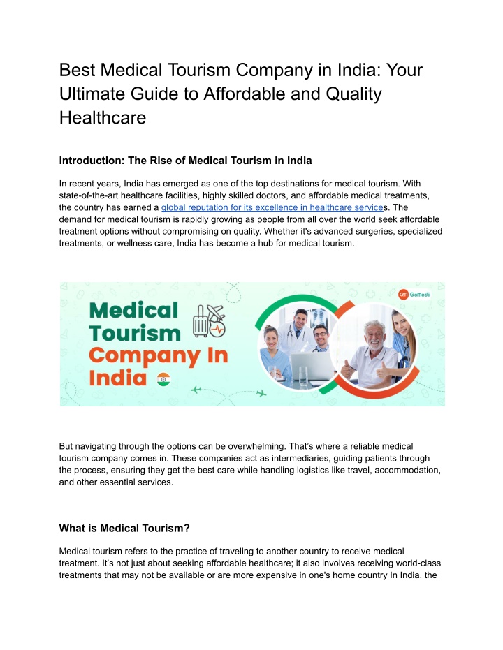 best medical tourism company in india your