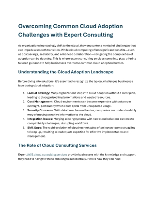 Overcoming Common Cloud Adoption Challenges with Expert Consulting