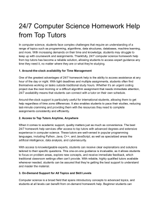 Computer Science Homework Help from Top Tutors