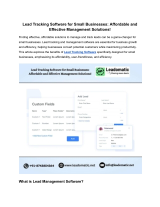 Lead Tracking Software for Small Businesses: Affordable and Effective Management