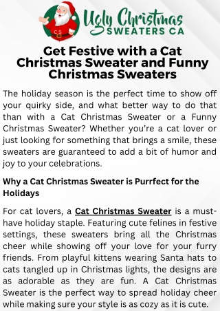 Get Festive with a Cat Christmas Sweater and Funny Christmas Sweaters